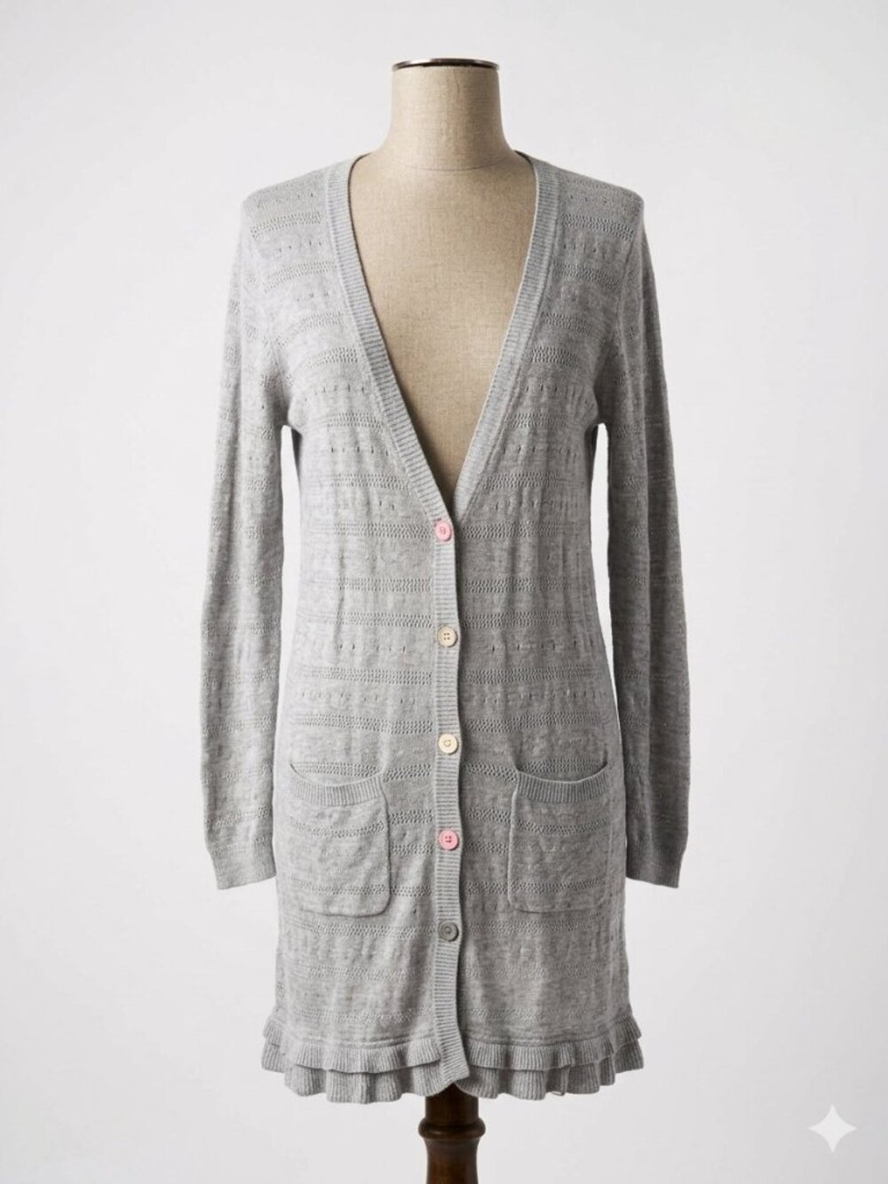 Matilda Jane Wonderment Stay Cozy Knit Cardigan Duster Gray women's Large